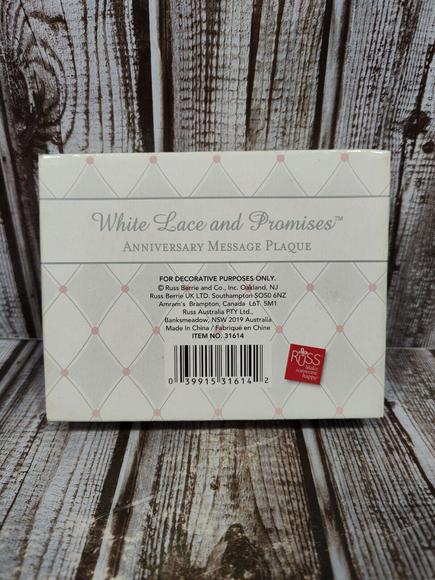 Russ Porcelain 50th Anniversary Message Plaque Heart Shape Gold Print NIB - Picture 2 of 4